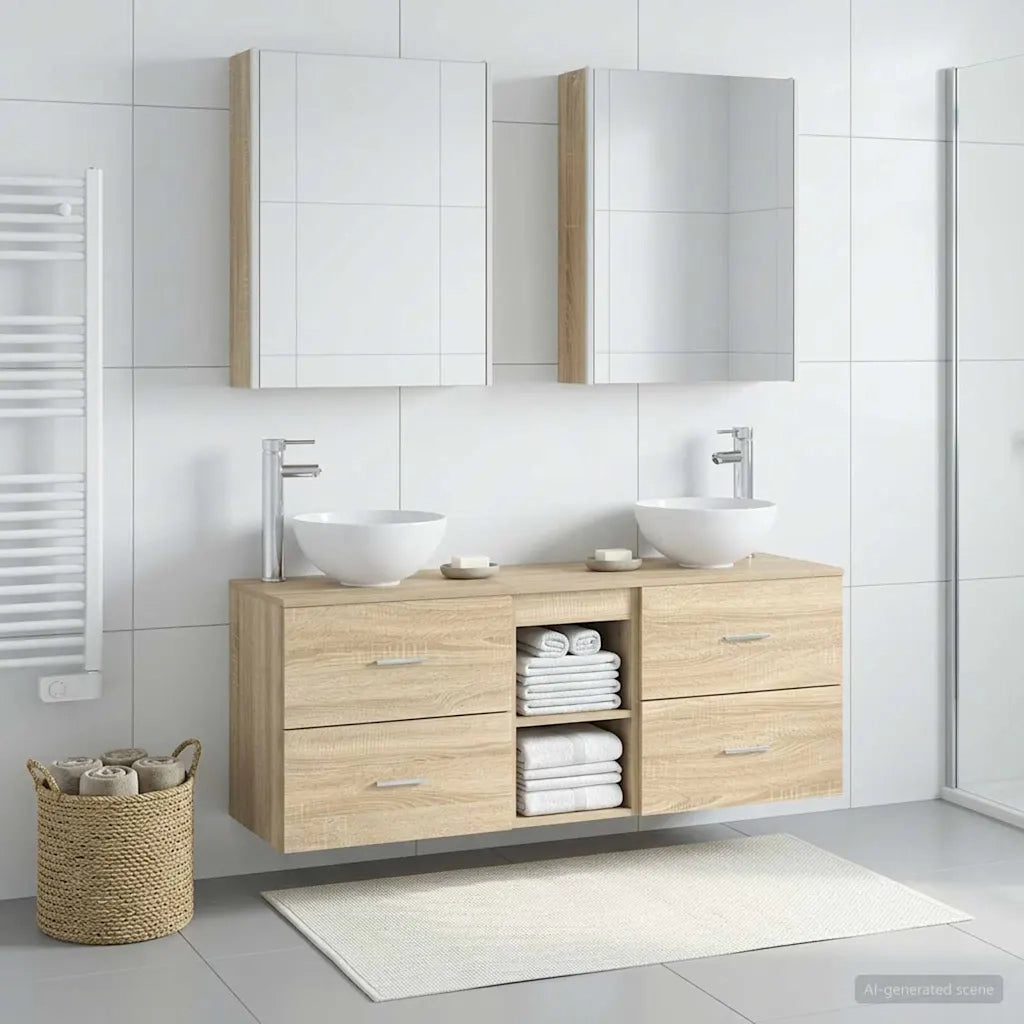 Set di Armadi da Bagno 5 pcs Rovere Sonoma 53 x 15,5 x 70 cm 3406689