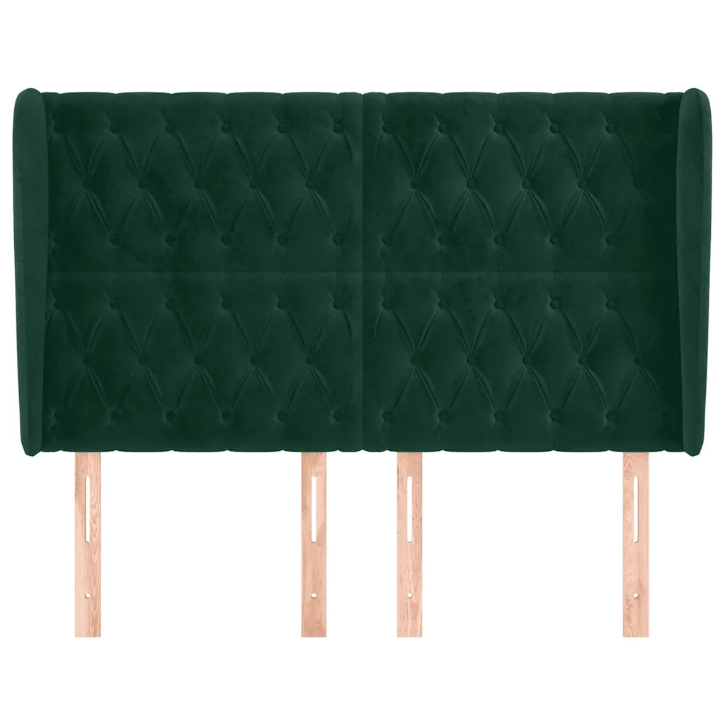 Testiera ad Orecchio Verde Scuro 147x23x118/128cm in Velluto 3118343