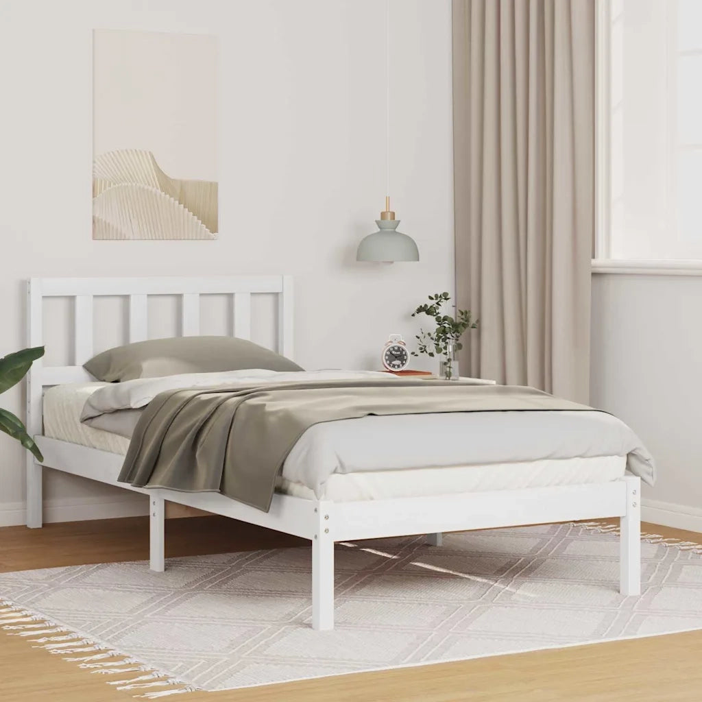 Struttura del letto Bianco 90 x 190 cm Pino massello 872255