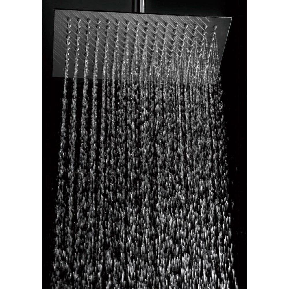 Trade Shop - Soffione Acciaio Doccia Quadrato 20x20cm  Bagno Effetto Pioggia Sottile Cromato -