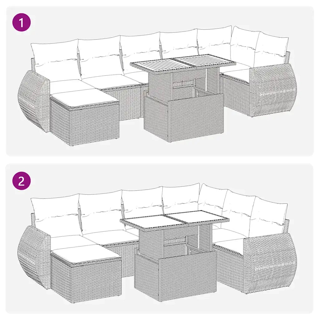 vidaXL Set Divani Giardino 8 pz con Cuscini Marrone Polyrattan Acacia