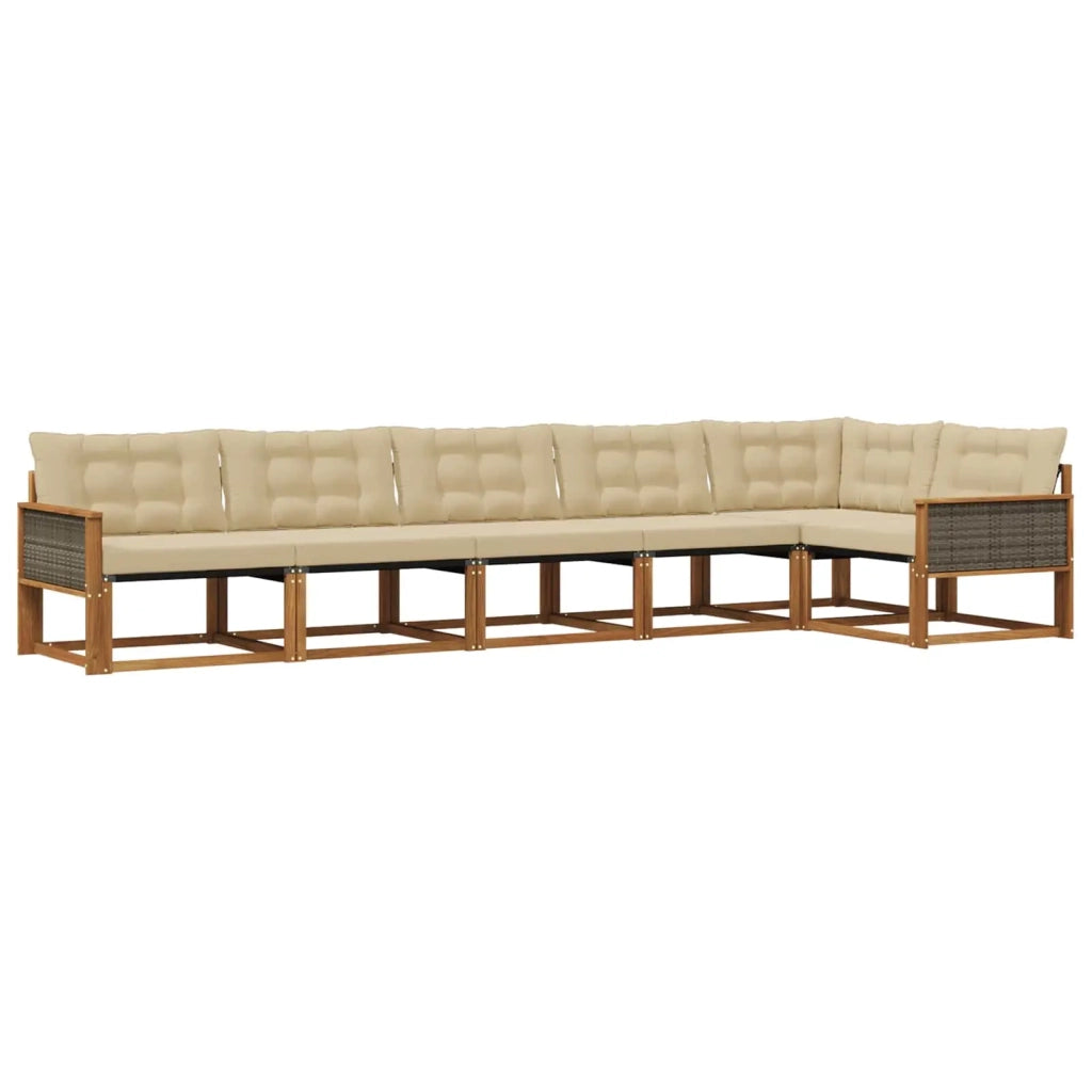 Set di divani da esterno 6 pz Naturale e Beige 3381453