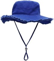 Cappello per donne con bordo ampio di cotone con cappello ripiegabile protezione UV cappello cappello da spiaggia cappello da pesca per viaggi outdoor blu