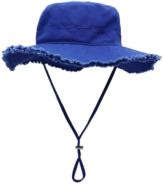 Cappello per donne con bordo ampio di cotone con cappello ripiegabile protezione UV cappello cappello da spiaggia cappello da pesca per viaggi outdoor blu