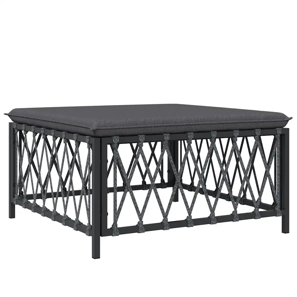 Sedia da giardino-Poggiapiedi Giardino con Cuscino Antracite Tessuto Intrecciato