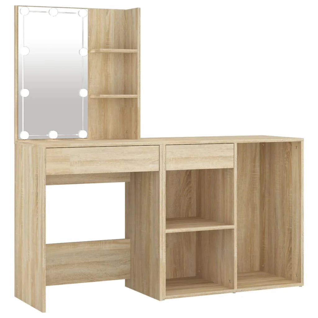 Toletta LED con mobiletto 60 x 40 x 140 cm legno ingegnerizzato beige 02_0006239