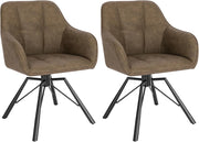Set di 2 Sedie per Sala da Pranzo Girevoli a 360°, Sedie da Cucina Imbottite con Gambe in Metallo, Poltroncine in Similpelle per Camera da Letto, Soggiorno, Marrone, BH366br-2