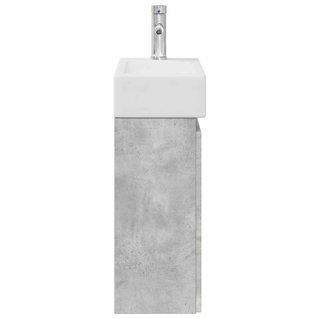 Mobile bagno con rubinetto Grigio Cemento 45,5 x 22,5 x 84 cm 889474