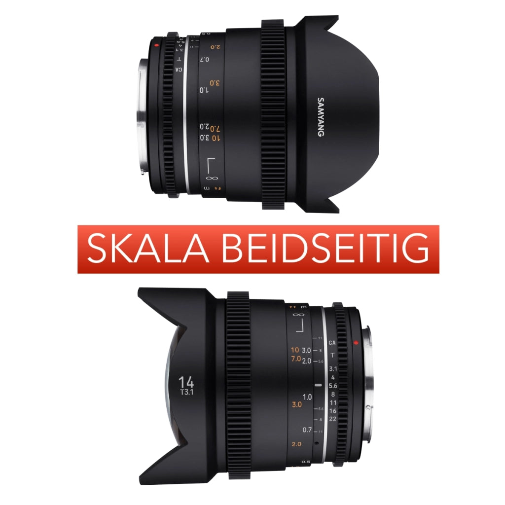 Obiettivo ultragrandangolare MF 14 mm T3,1 VDSLR MK2 – luminoso T3,1 compatibile con attacco Canon EF, lunghezza focale fissa 14 mm, Follow Focus, risoluzione full frame e APS-C 8K