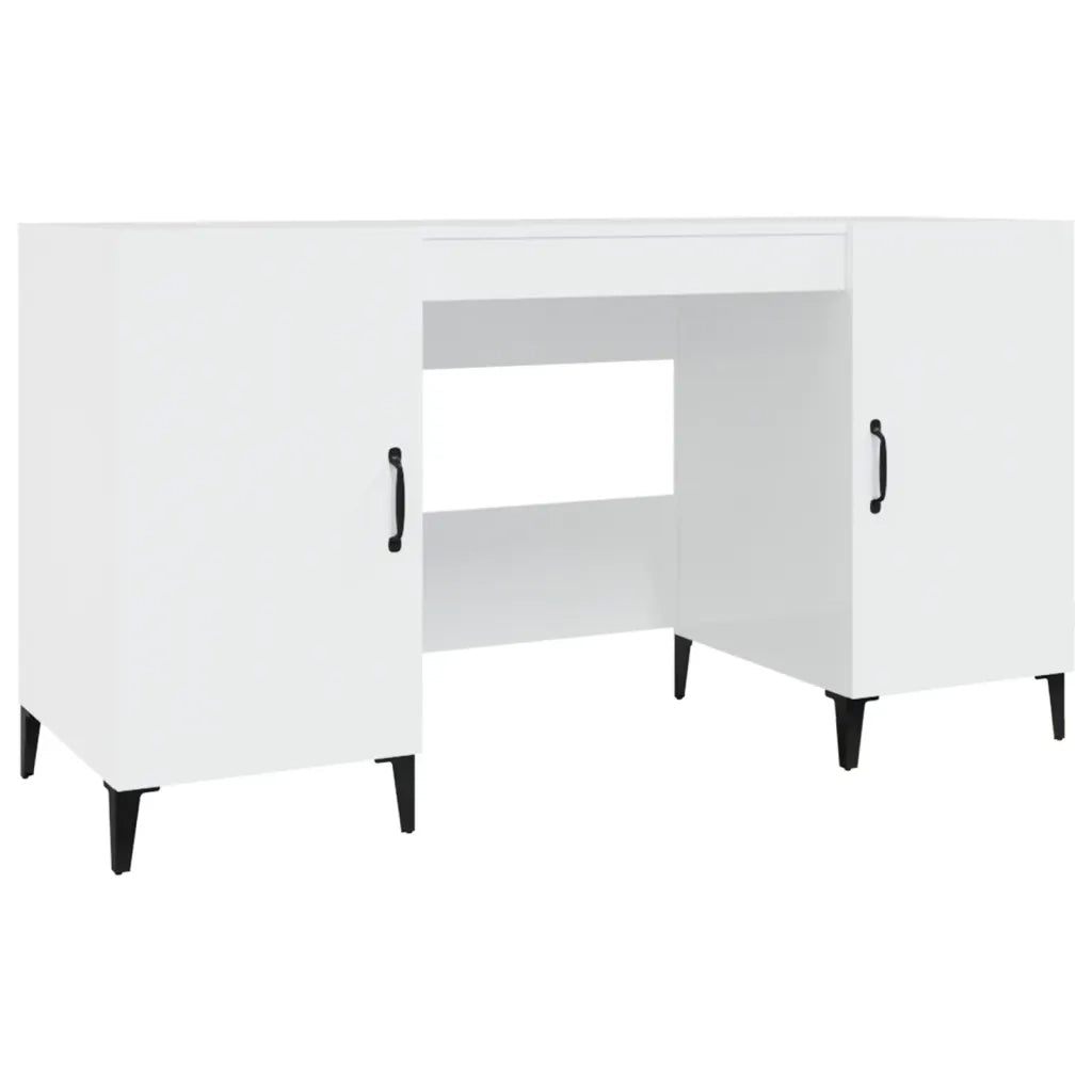 Scrivania Bianco Lucido 140x50x75 cm in Legno Multistrato