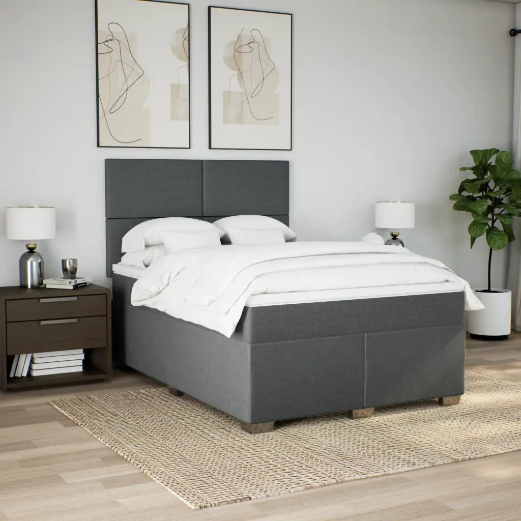 Giroletto a Molle con Materasso Grigio Scuro 140x200cm Tessuto