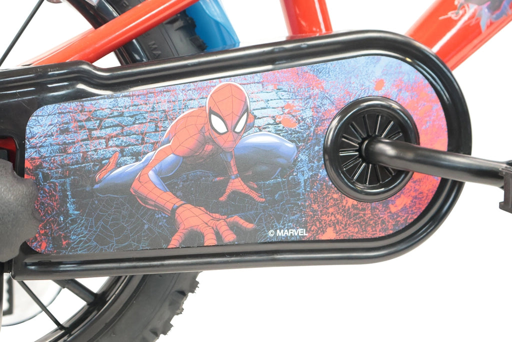 Bicicletta per Bambini 14" Marvel Spiderman Freni Caliper e Stabilizzatori in Acciaio Hi-Ten Rosso