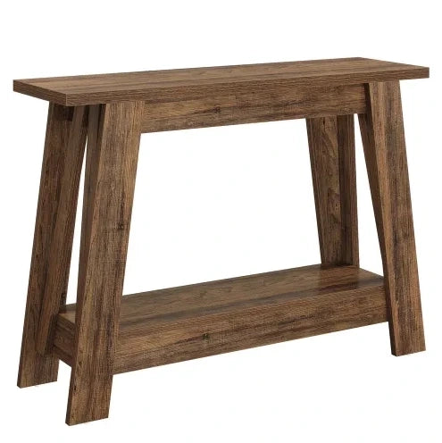 Console da ingresso 105x30x80 cm marrone rustico, 2 livelli, in legno