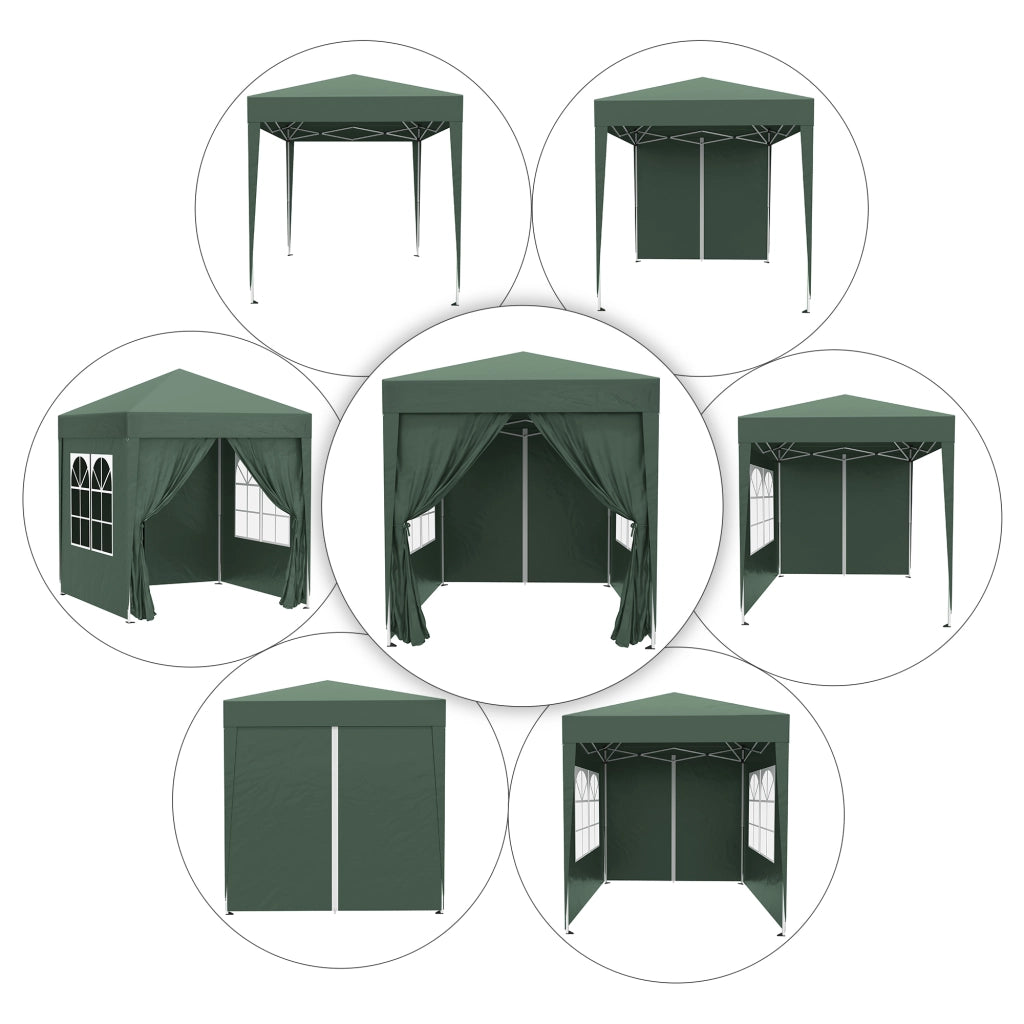 Gazebo; tenda per birra; 4 pareti laterali rimovibili; 2 finestre; telaio metallico; 2 x 2m; verde scuro