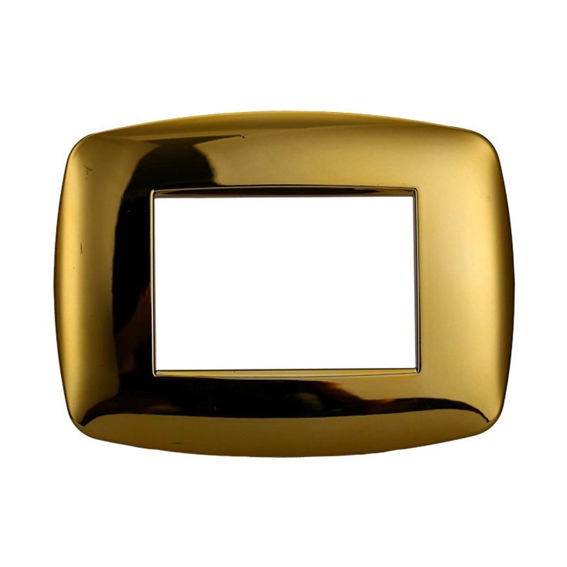 Placca Slim Serie Space 3P Colore Oro Lucido Compatibile Con Bticino Living Light