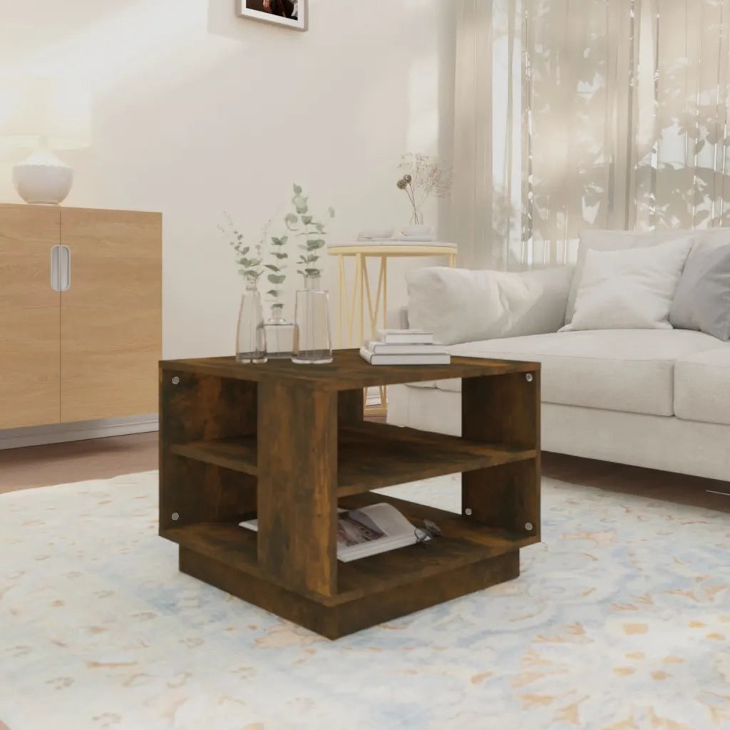 Tavolino da Salotto Rovere Fumo 55x55x43 cm in Truciolato 813086