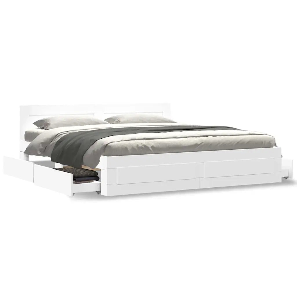 Struttura del letto 2 pcs Bianco 193 x 203 cm Legno multistrato 3402859