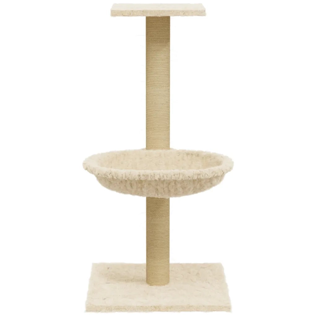 Albero per Gatti con Palo Tiragraffi in Sisal Crema 74 cm 171588