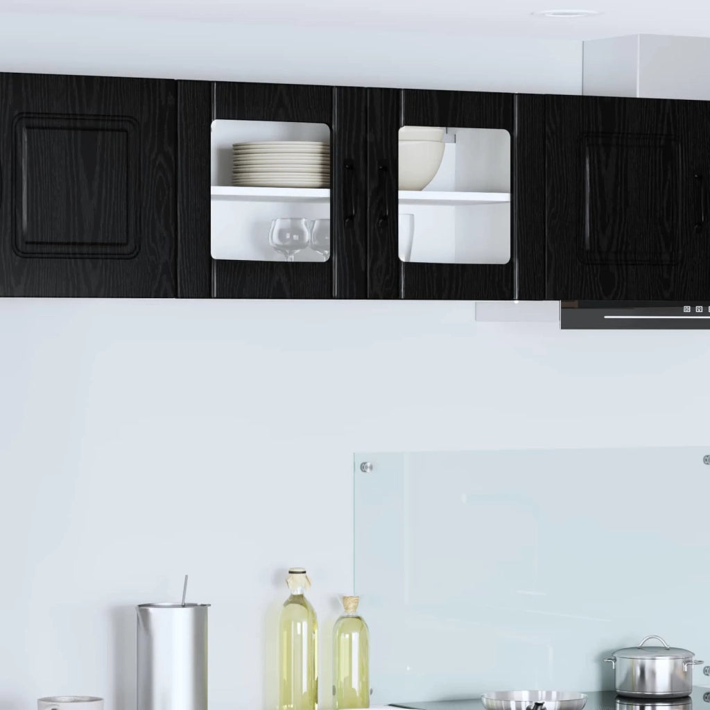 Mobile in vetro da parete LUCCA Rovere Nero 80 x 31 x 40 cm 884946