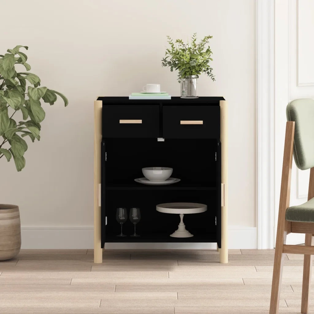 Credenza | Madia | Buffet da pranzo | Armadio da pranzo Nera 62x38x75 cm in Legno Multistrato