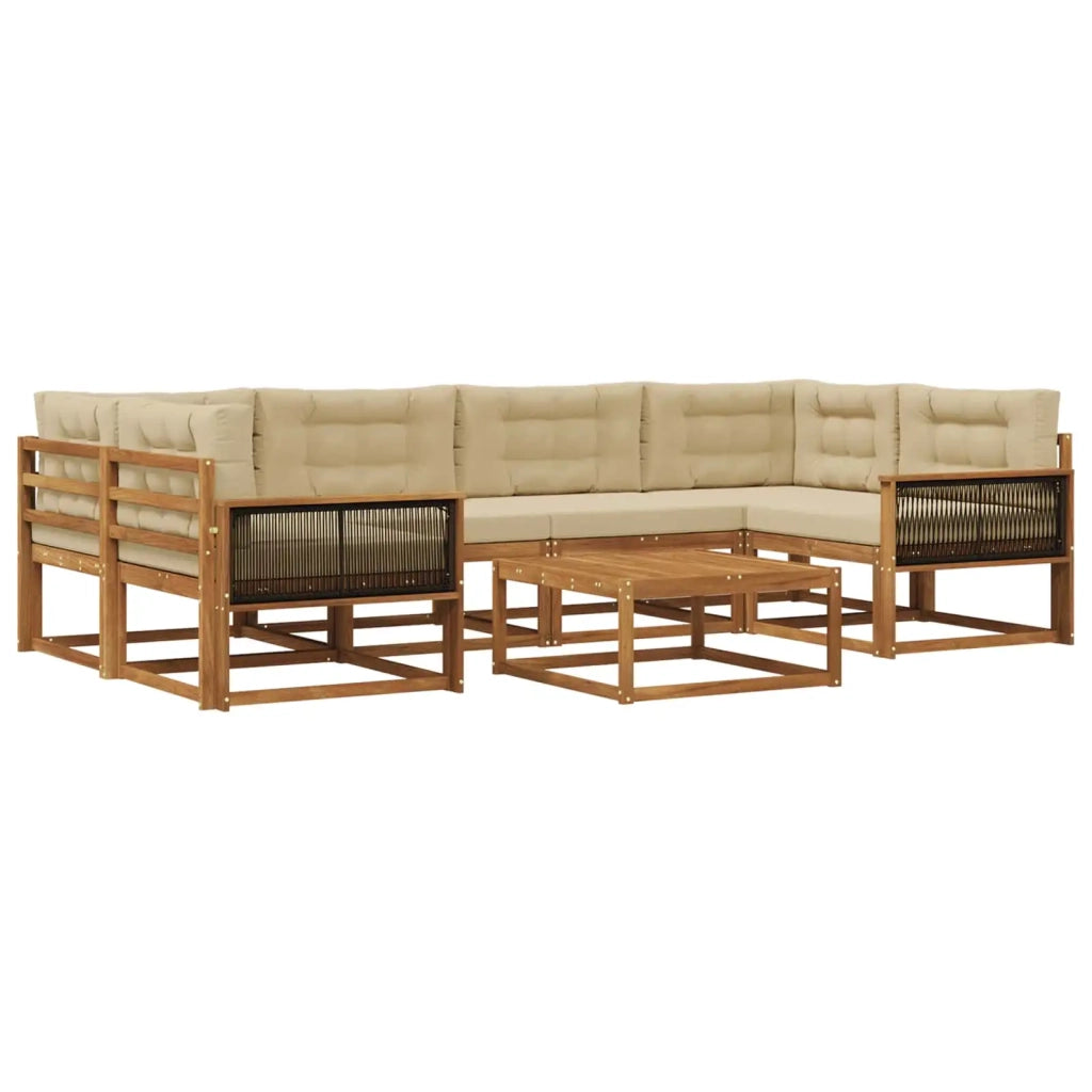 Set di divani da esterno con cuscino 7 pcs Naturale e Beige
