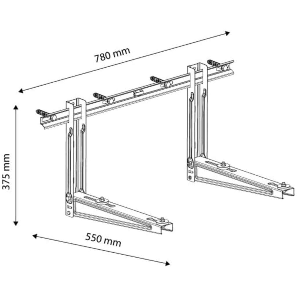 Staffa Climatizzatore in Acciaio Inossidabile Verniciata Bianca, Resistente alle Intemperie, Supporto Condizionatore 200kg, 18000-24000BTU, Piedini Antivibrazione, Livella e Kit Montaggio