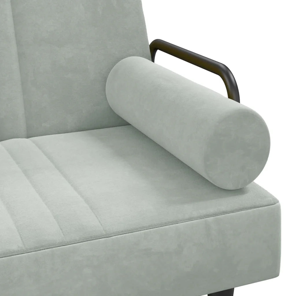 Divano letto con braccioli 205 x 89 x 70 cm velluto grigio chiaro 02_0019837