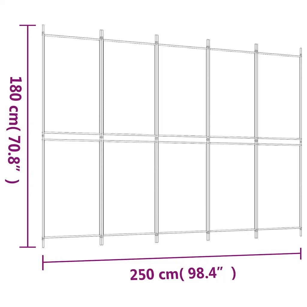Divisorio a 5 Pannelli Antracite 250x180 cm Tessuto 350220