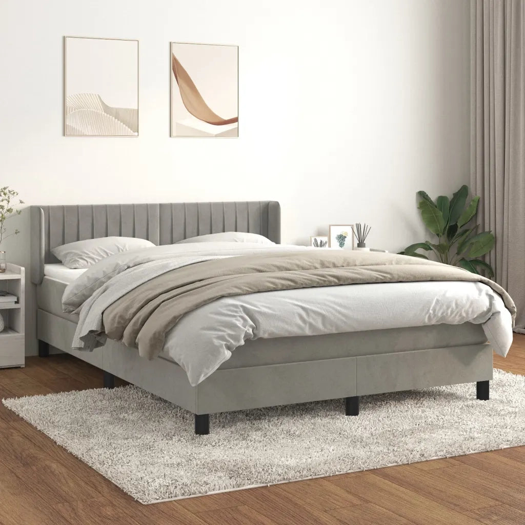 Giroletto a Molle con Materasso Grigio Chiaro 140x190cm Velluto 3131075