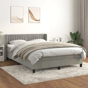 Giroletto a Molle con Materasso Grigio Chiaro 140x190cm Velluto 3131075