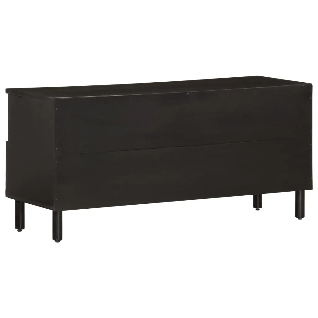 Mobile Porta TV Nero 100x33x46 cm in Legno Massello di Mango 356837