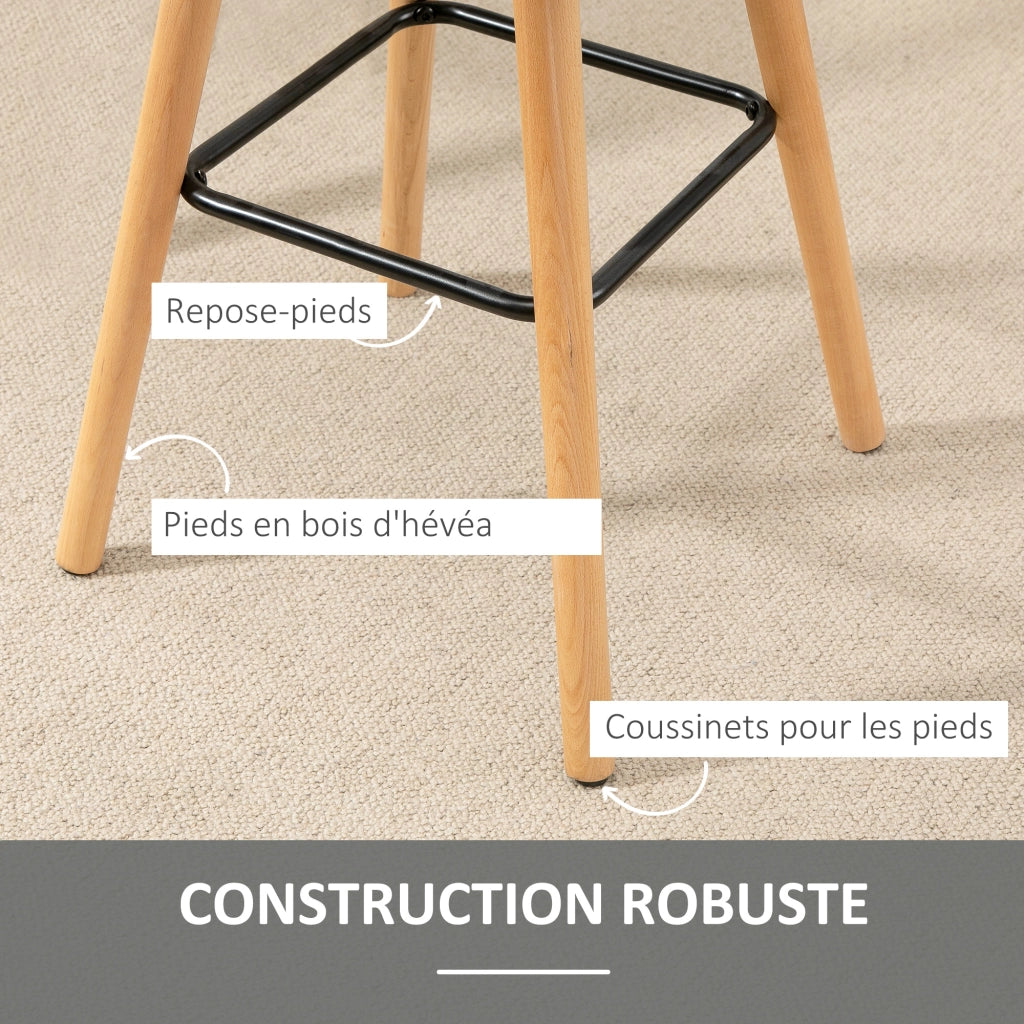 Set di 2 sgabelli da bar imbottiti con schienale e poggiapiedi ¨C Minimal ¨C grigio 41.5x47x97.5 cm