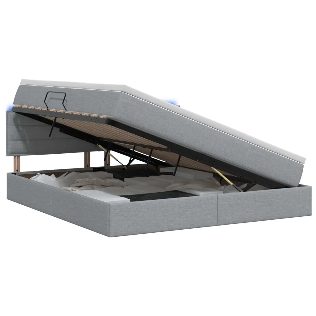 Letto con contenitore LED e materasso Grigio Chiaro 3459003