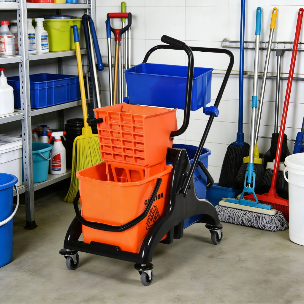 Secchio Lavapavimenti Rotabile 26 Litri ¨C Zephmum ¨C Plastica Metallo Arancione