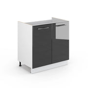 Mobile lavello cucina Fame-Line Antracite lucido/Bianco 80 cm senza piano di lavoro Vicco
