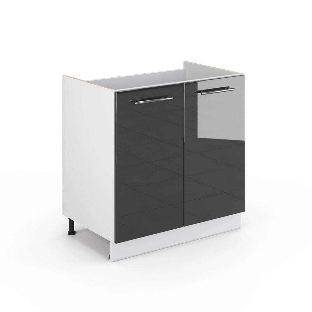 Mobile lavello cucina Fame-Line Antracite lucido/Bianco 80 cm senza piano di lavoro Vicco