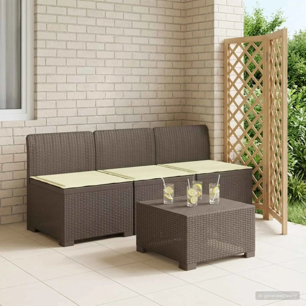Divano da giardino 3 posti con cuscini in look rattan PP 8011972