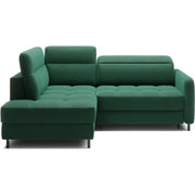Divano angolare sinistro convertibile BARNEA 208 cm verde scuro con contenitore