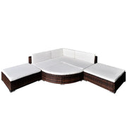Set Divani da Giardino 6 pz con Cuscini in Polyrattan Marrone 41869