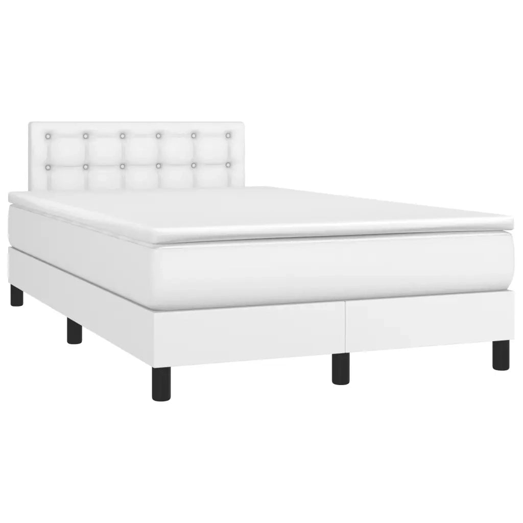 Giroletto a Molle con Materasso Bianco 120x190 cm in Similpelle