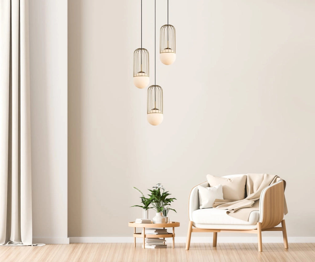 Lampadario Italux Matty moderno oro 3 luci E27 vetro
