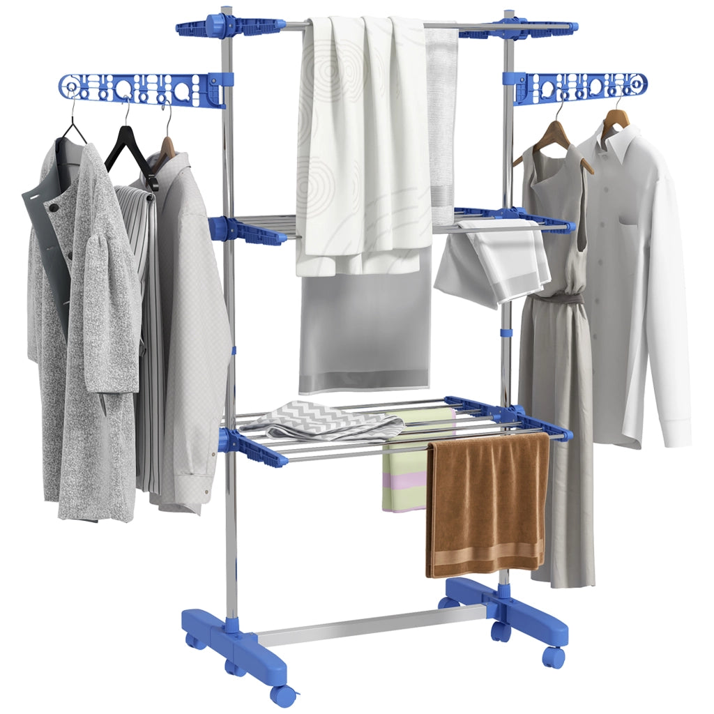 Asciugatoio da bagno pieghevole 3 livelli ¨C zephmum ¨C blu 142x55x152 cm