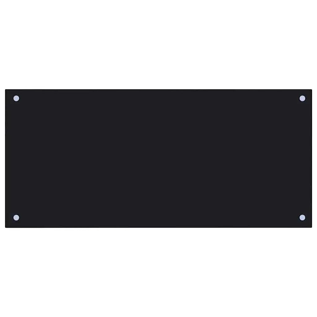 Set di 2 paraschizzi moderni per cucina 90 x 40 cm resistenti al calore design elegante vetro temperato nero 02_0056229