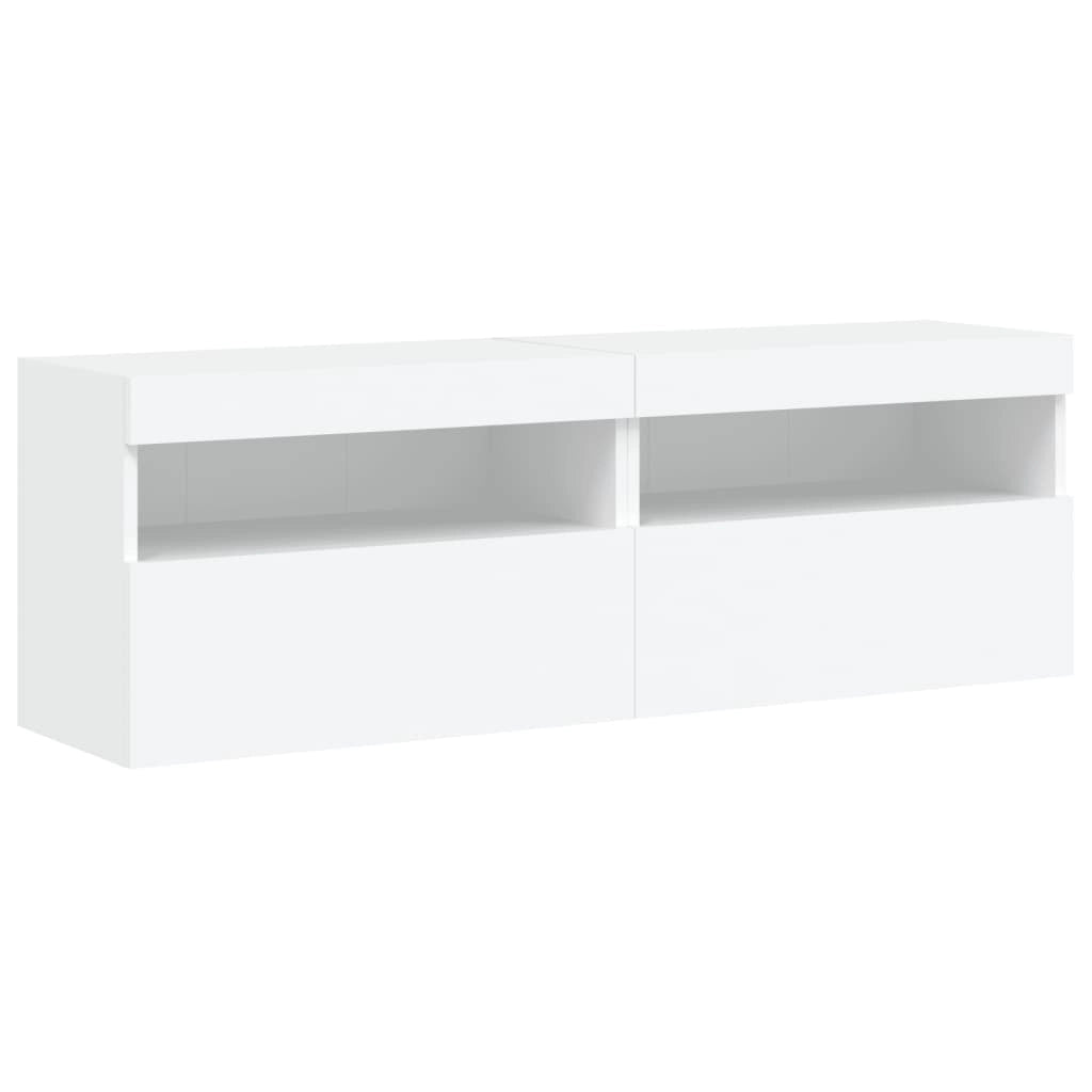 Mobili TV a Parete con Luci LED 2pz Bianchi 60x30x40 cmcod mxl 86152