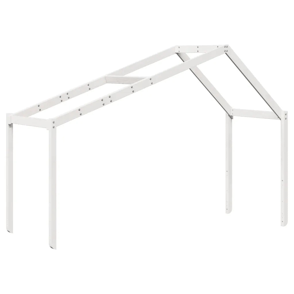 Letto a Soppalco con Tetto Bianco 80x200 cm in Legno di Pino