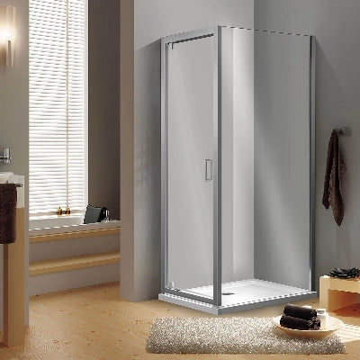 Porta doccia pivotante in cristallo - Linea Essential - 78-82 cm - Apertura 58,5 cm