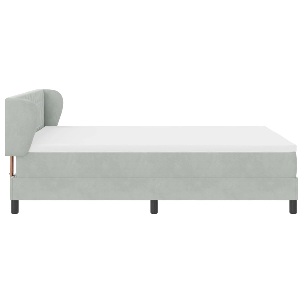 Letto con Box Spring e Materasso Grigio Chiaro 140x200 cm in Velluto
