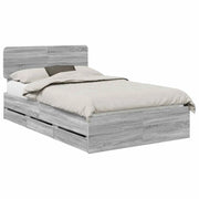 Letto matrimoniale | Letto per adulti | Struttura del letto con cassetto Sonoma grigia 120 x 190 cm