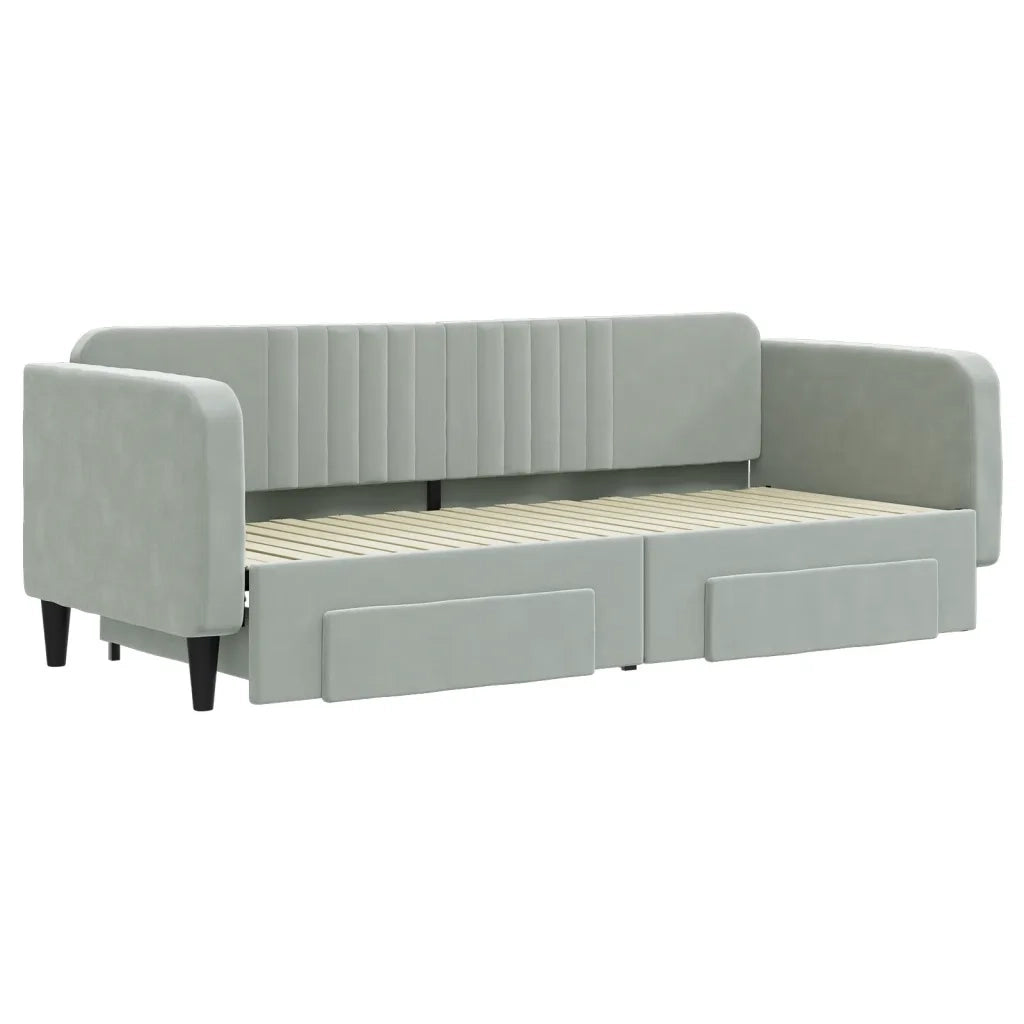 Divano Letto Estraibile Cassetti Grigio Chiaro 80x200cm Velluto 3197104