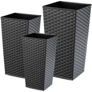 Set di 3 vasi da fiori KADAX, vasi da giardino + inserti, alti e grandi, grafite 37+47+57 cm